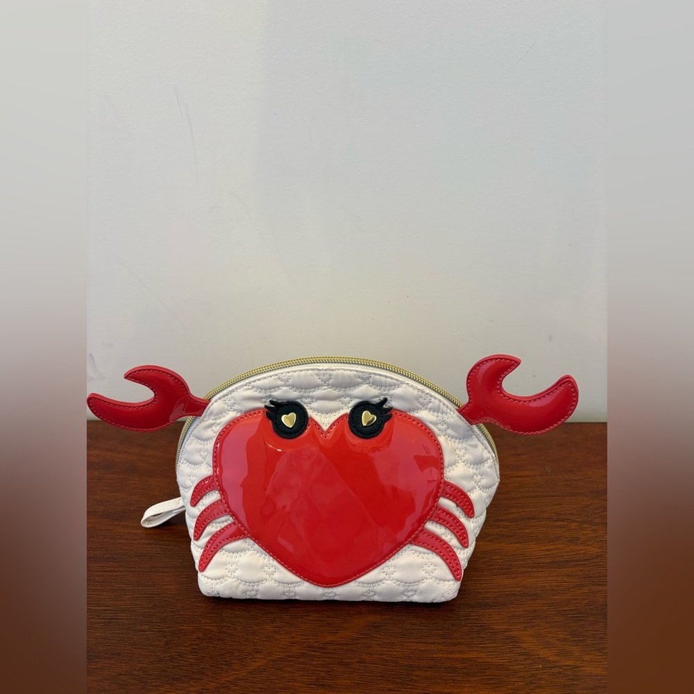 Betsy Johnson Red/White Crab Makeup Cosmetic Bag